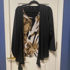 Strazzi Black Open High Low
Long Sleeve Lightweight blouse cardigan 1X